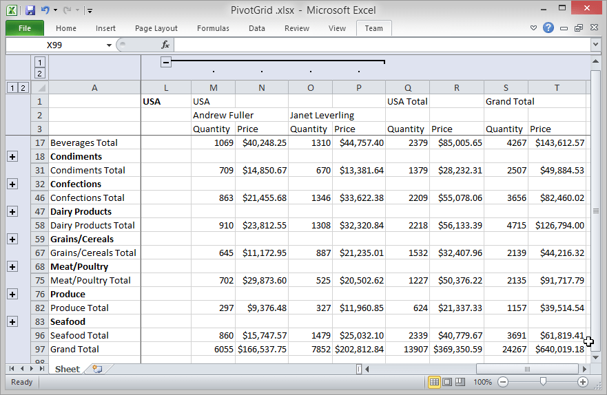 DevExpress ASP.NET Pivot Grid - Excel Data Export Engine