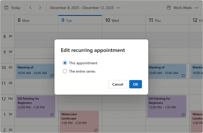 Blazor Scheduler Recurring Appointment Form - Option Button Redesign