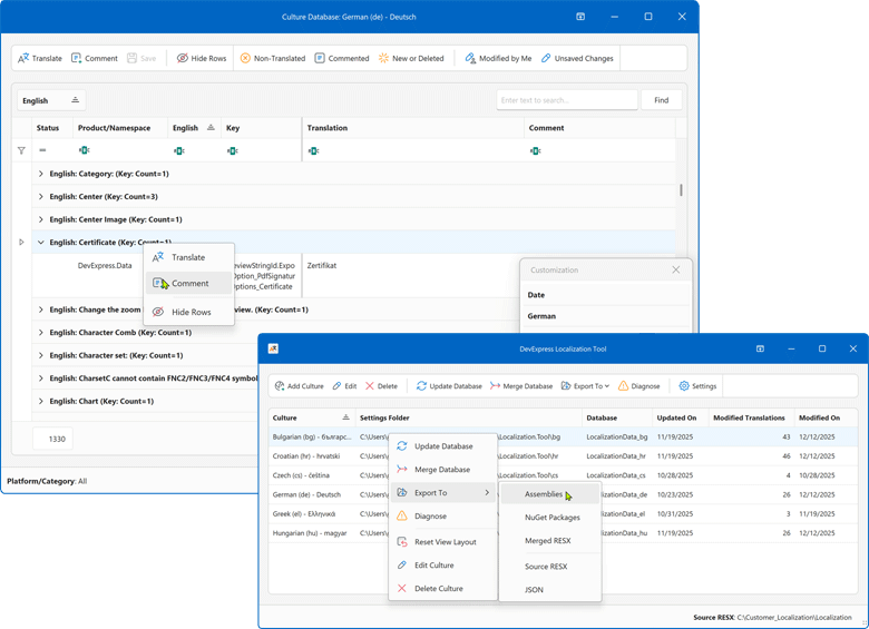 DevExpress Localization Tool v25.2 (CTP)
