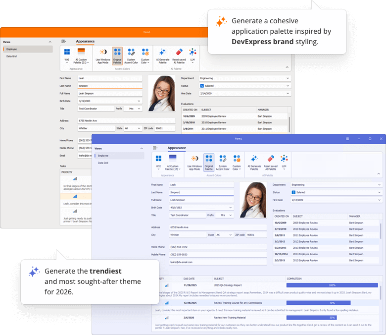Generate Skin Palettes with AI - WinForms, DevExpress