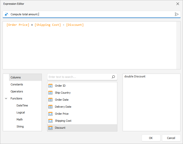 Prompt to Expression - WinForms Data Grid, DevExpress