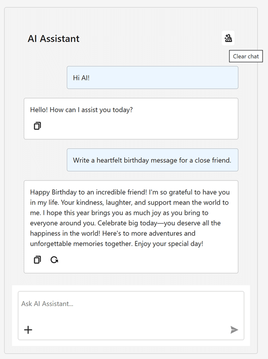 Title and Clear Chat Button - WinForms AI Chat Control, DevExpress