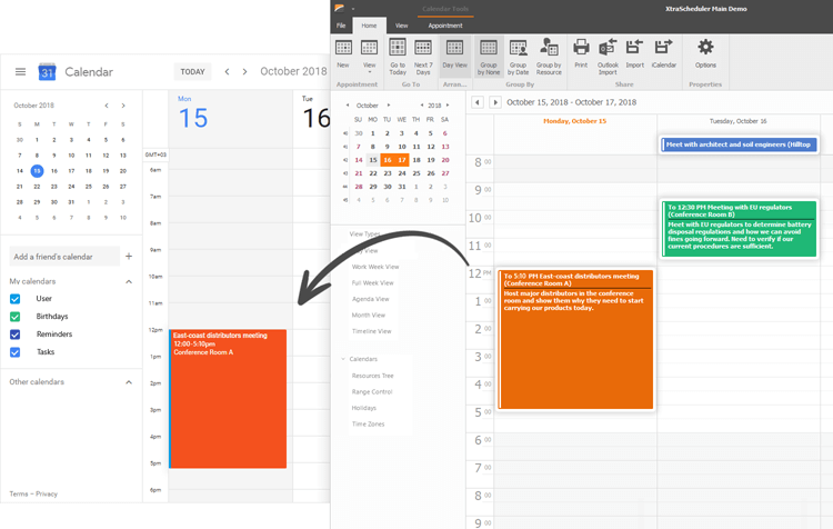 WinForms Scheduler Outlook Style Calendar DevExpress