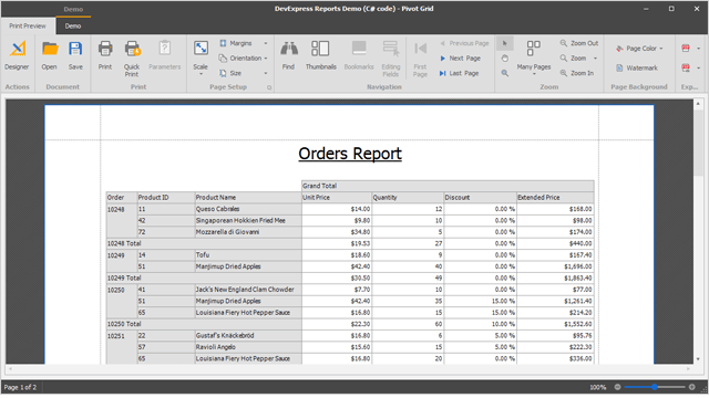 table pivot options Reporting and WPF, WebForms ASP.NET for MVC WinForms,