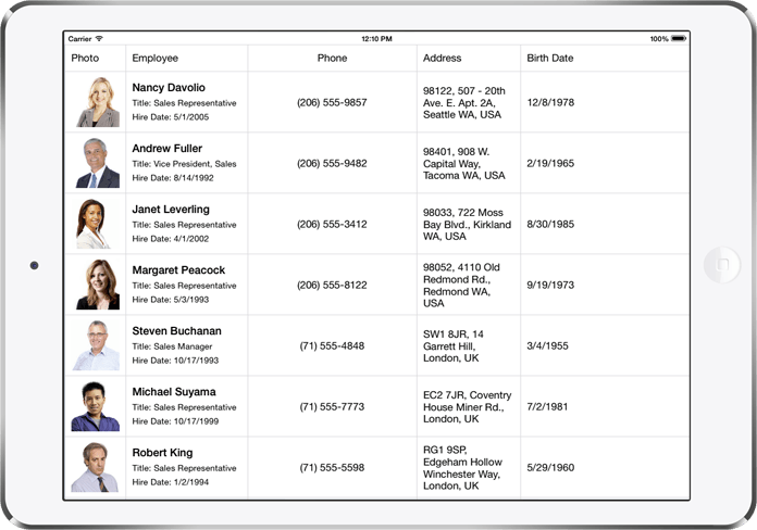 devexpress grid xamarin example