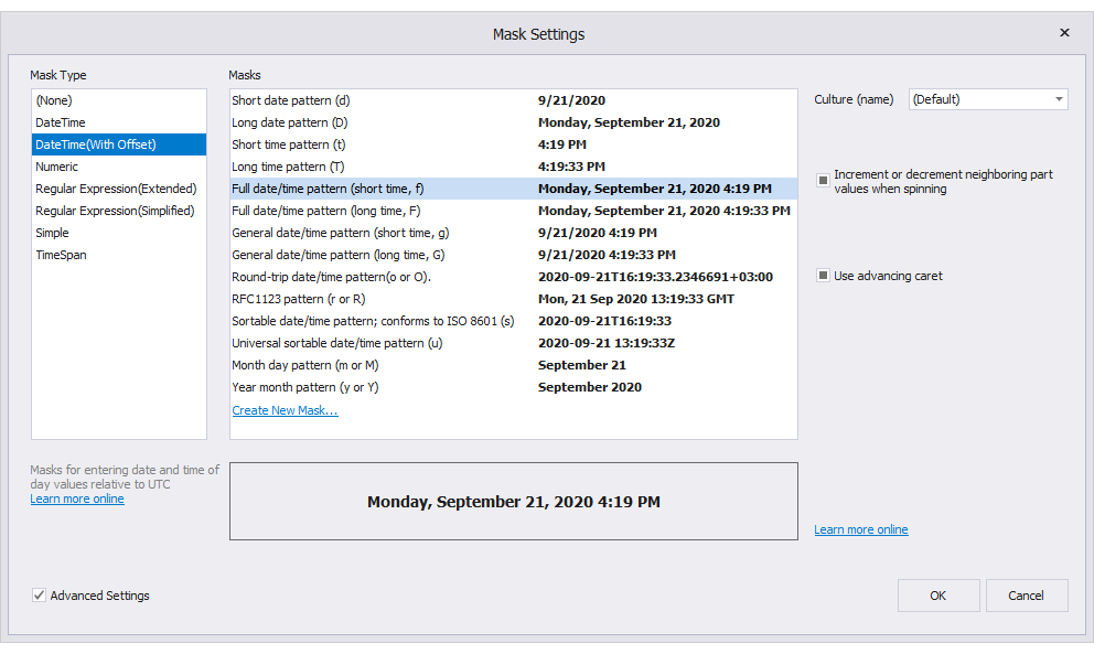 DateTimeOffset Mask - DevExpress WinForms UI Controls