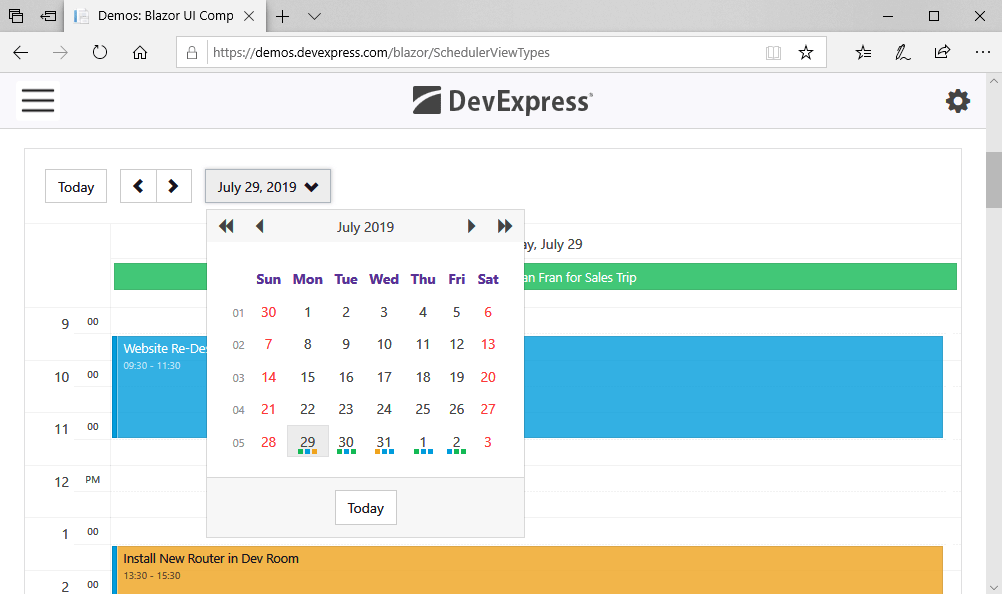 Blazor Calendar