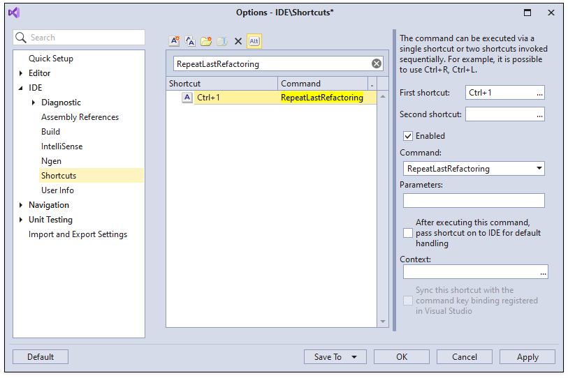 RepeatLastRefactoring Command - CodeRush, DevExpress