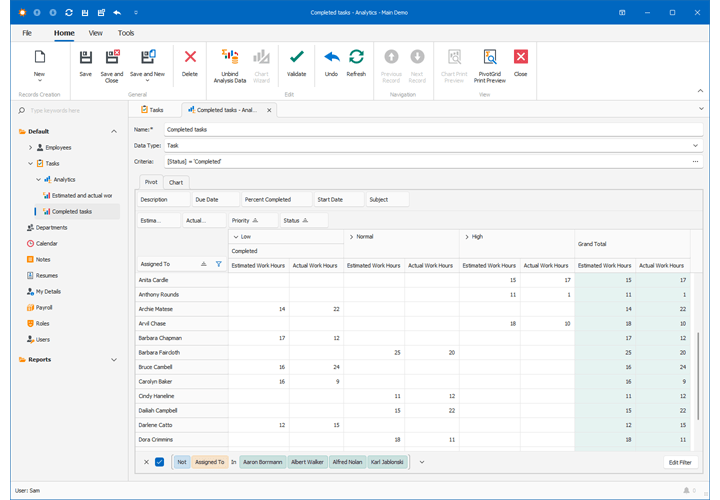 Analytics View - Employee Management Demo, XAF WinForms | DevExpress