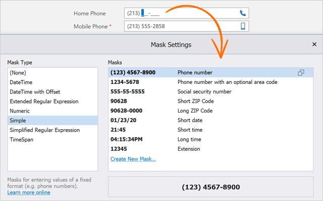 WinForms Input Masks