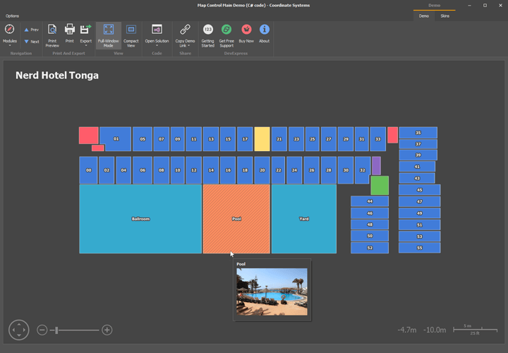 Cartesian Coordinate Maps - WinForms Map Control | DevExpress