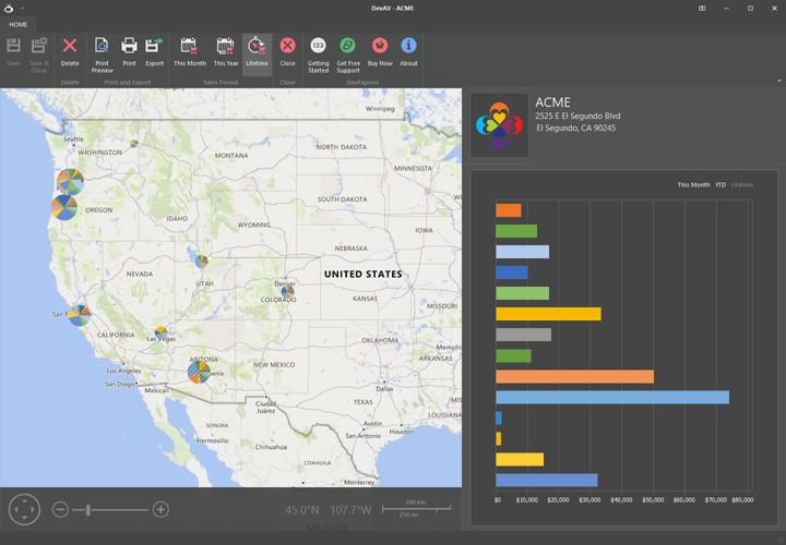 WinForms Map Control for Visual Studio | DevExpress