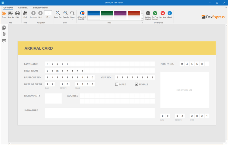 Fillable PDF Forms - WinForms PDF Viewer | DevExpress