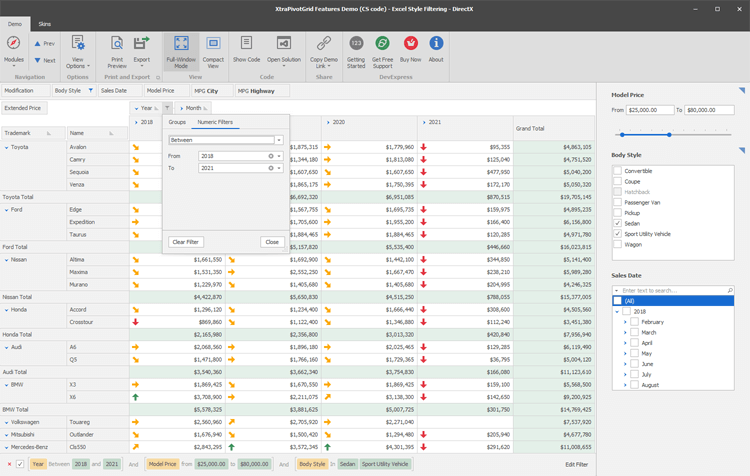 devexpress pivotgrid