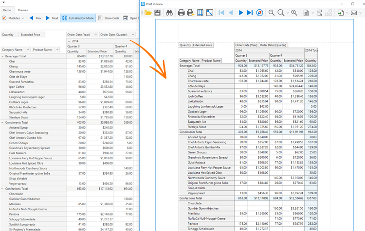 Reporting and Printing - WPF Pivot Grid | DevExpress