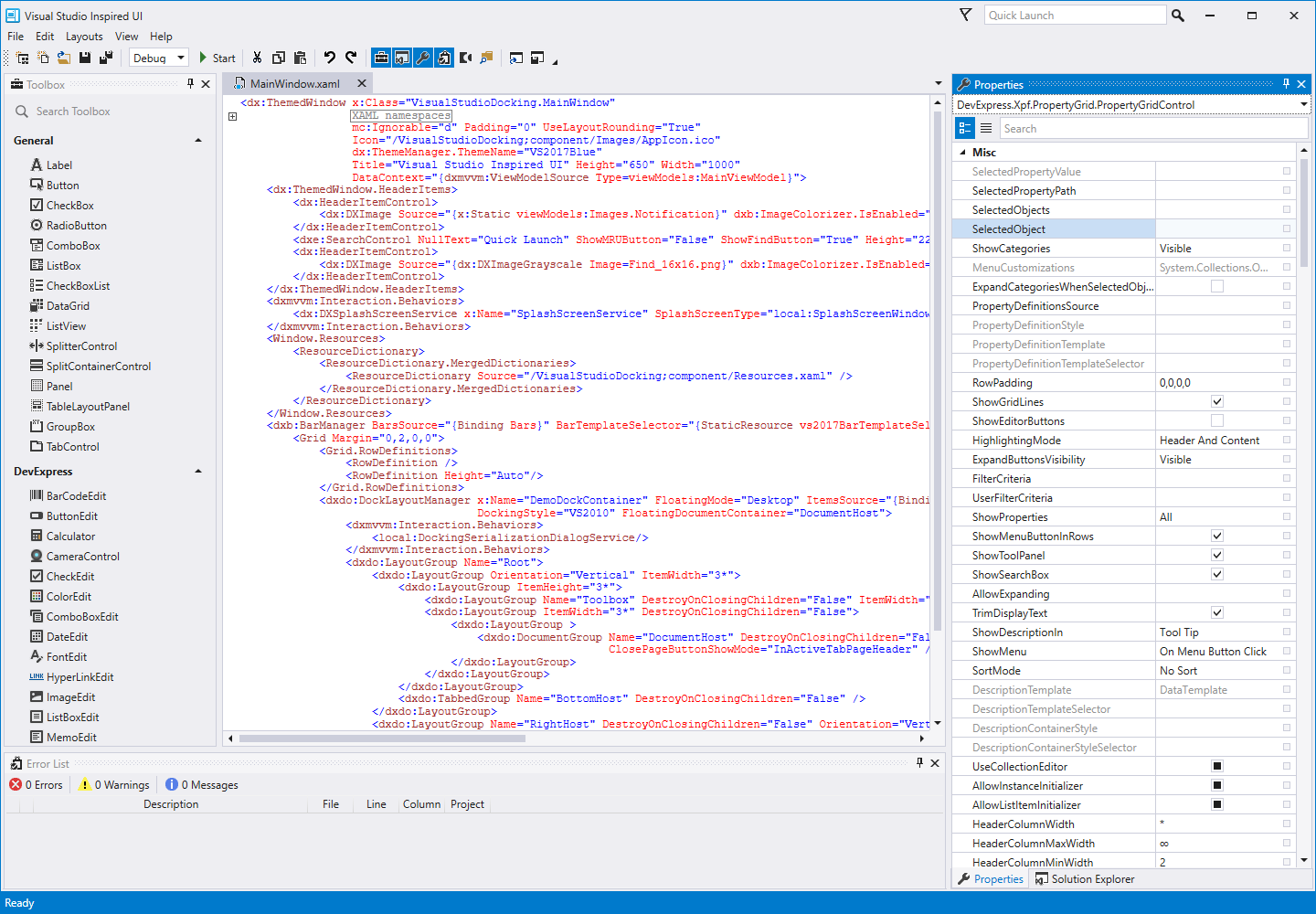 devexpress gridcontrol wpf