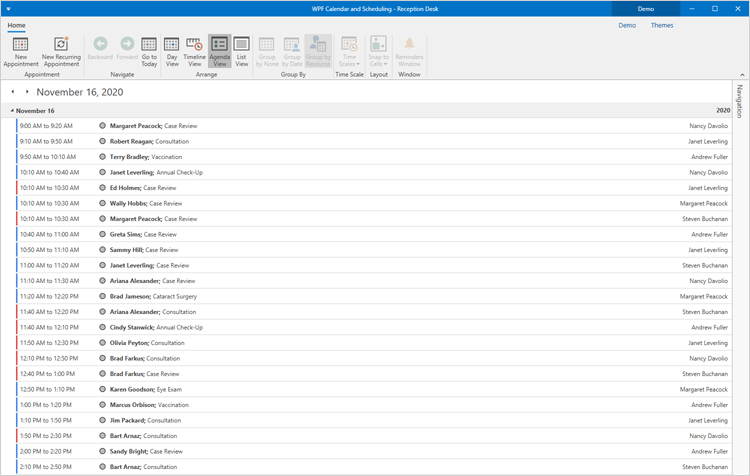 Agenda and List Views - WPF Scheduler Control | DevExpress