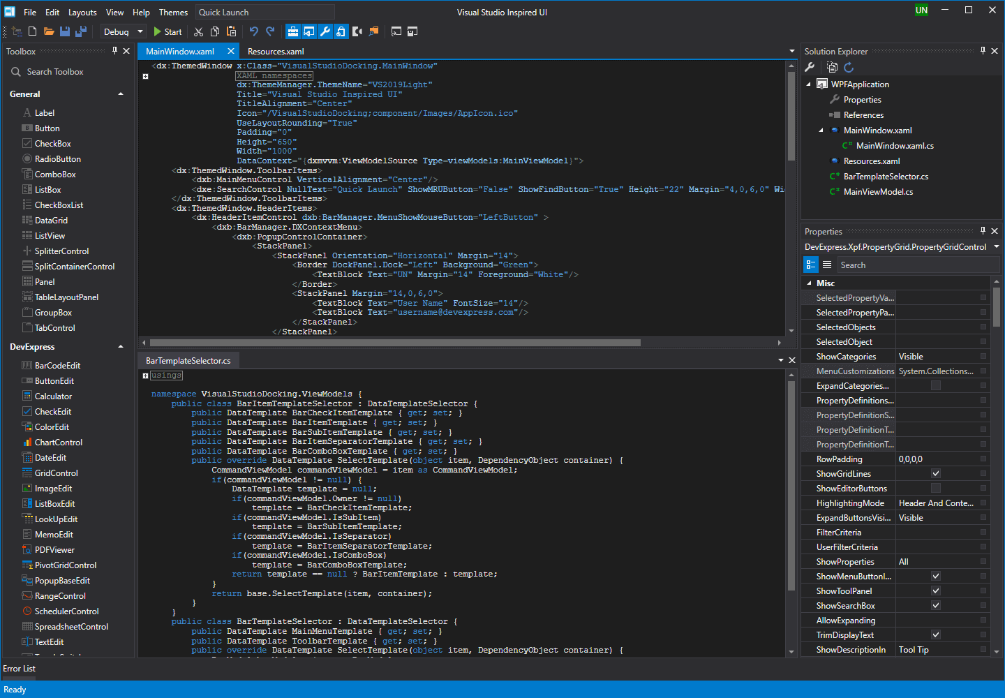 microsoft visual studio 2017 skins