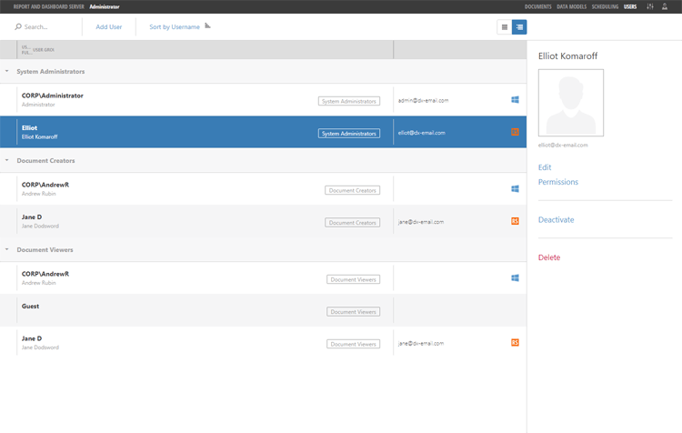 Access Rights - Report and Dashboard Server | DevExpress