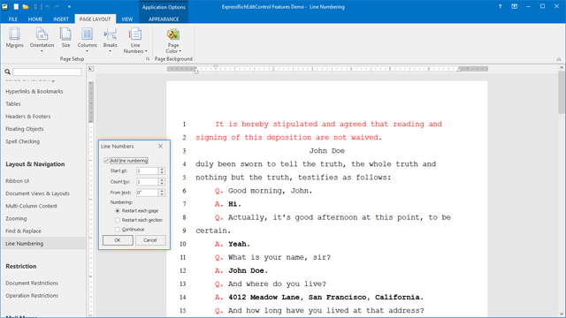 text editor for pc line numbers