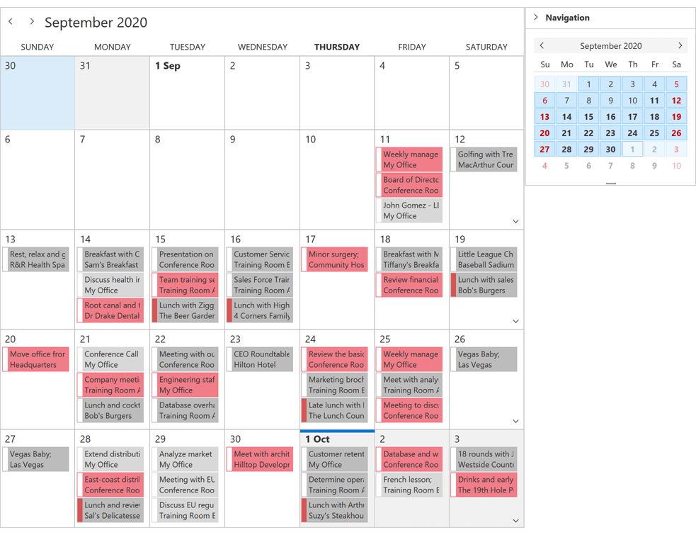 One Month View - WPF Scheduler Control | DevExpress