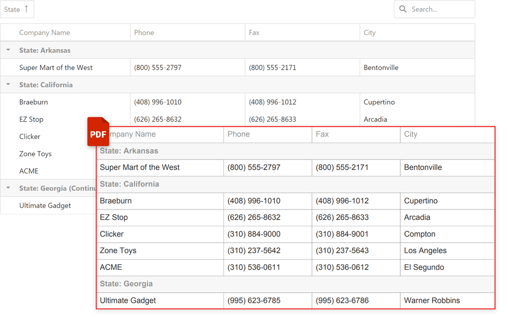 Export to PDF API - Data Grid for ASP.NET Core | DevExpress