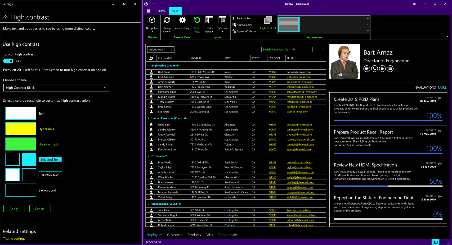 High Contrast Skin for WinForms UI | DevExpress