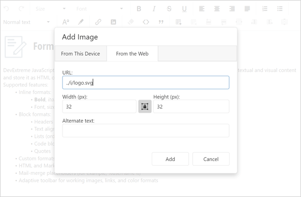 Image Upload - ASP.NET Core HTML Editor | DevExpress