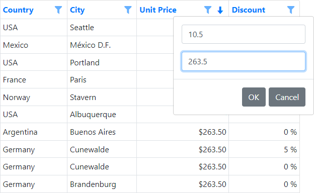 Range Filter for Numeric Values - ASP.NET Bootsrtap GridView | DevExpress