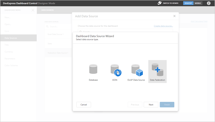 Dashboard Data Source Wizard - DevExpress