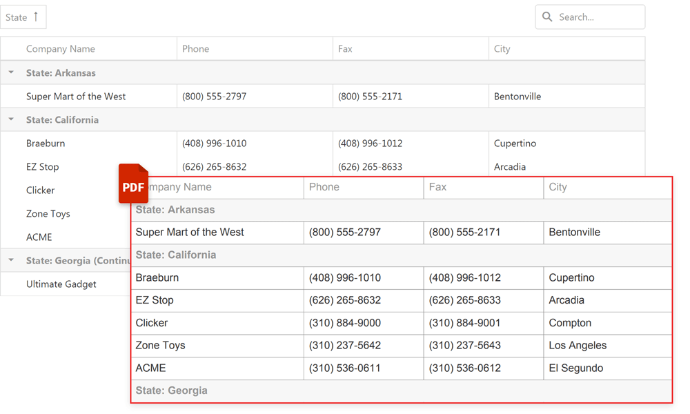 Export to PDF API - Data Grid | DevExpress