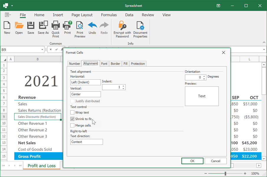 WinForms Spreadsheet - ShrinkToFit Option