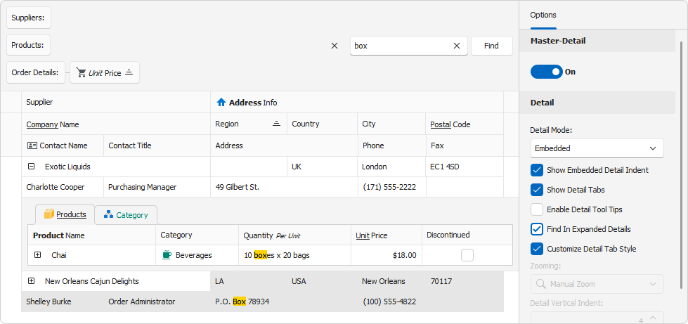 Multi-Level Filtering/Search in Master-Detail Mode