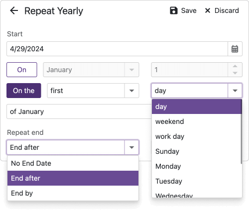 Modify Repeat Modes - Blazor Scheduler, DevExpress