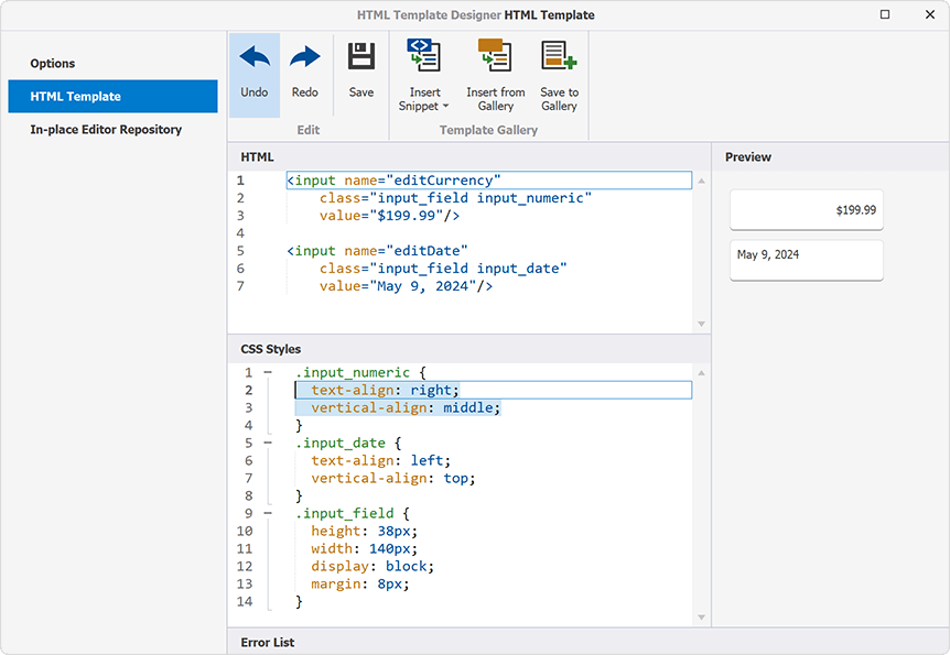 Align Editor Text - WinForms HTML/CSS Support, DevExpress