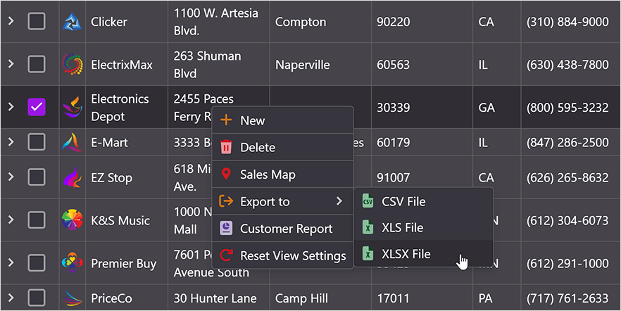 Export Data from Grid List Editor to Excel - XAF for Blazor, DevExpress