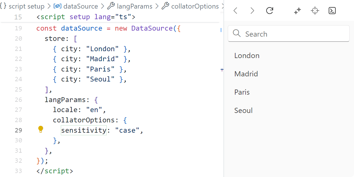 DevExtreme DataSource with case sensitive filtering, DevExpress