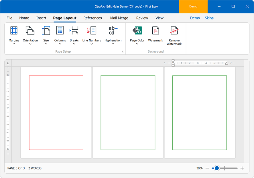 Page Borders - WinForms Rich Text Editor, DevExpress