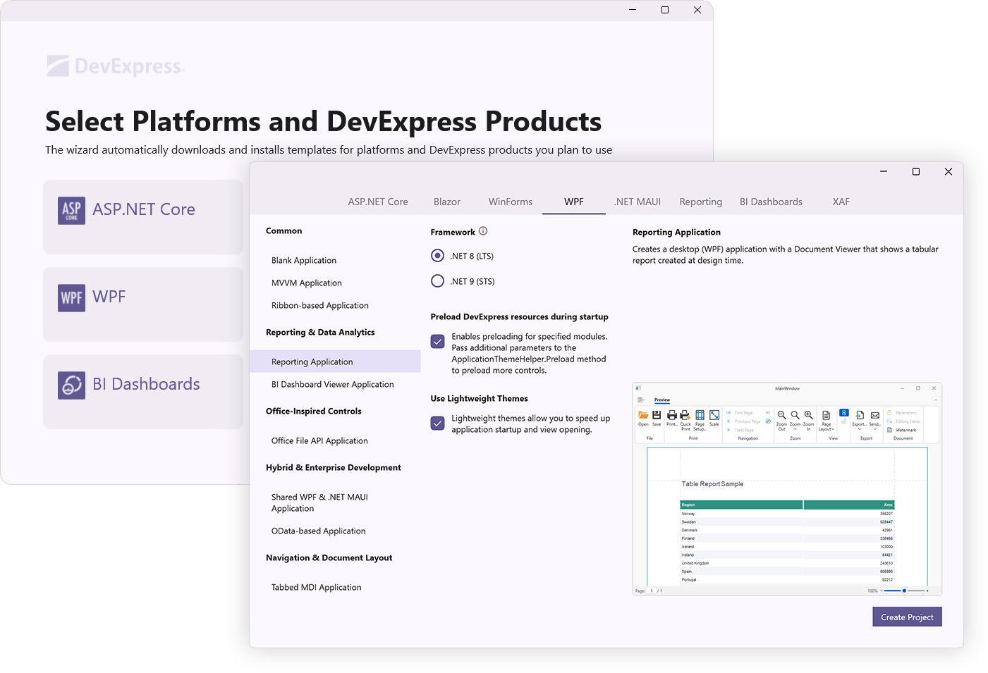 Cross-IDE Project Template Gallery Extension, DevExpress