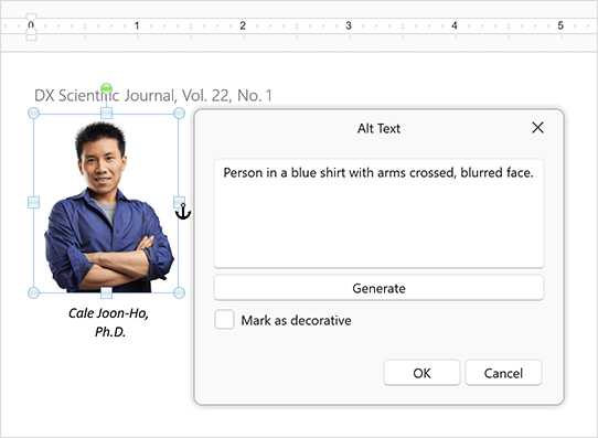 AI-powered Alt Text Dialog for Images - WPF Rich Text Editor, DevExpress