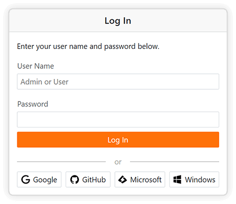 The Log In window - XAF for Blazor, DevExpress