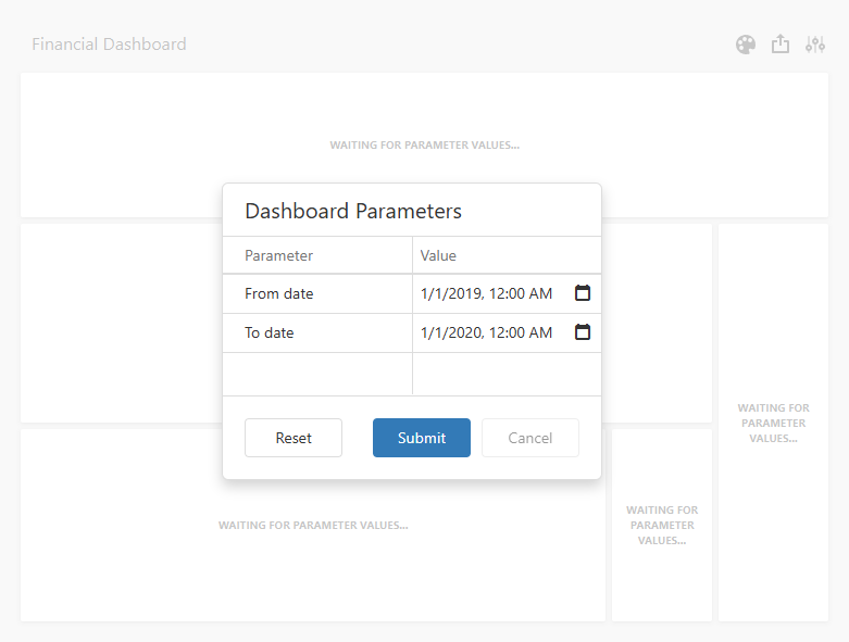 Dashboard - Request Parameters