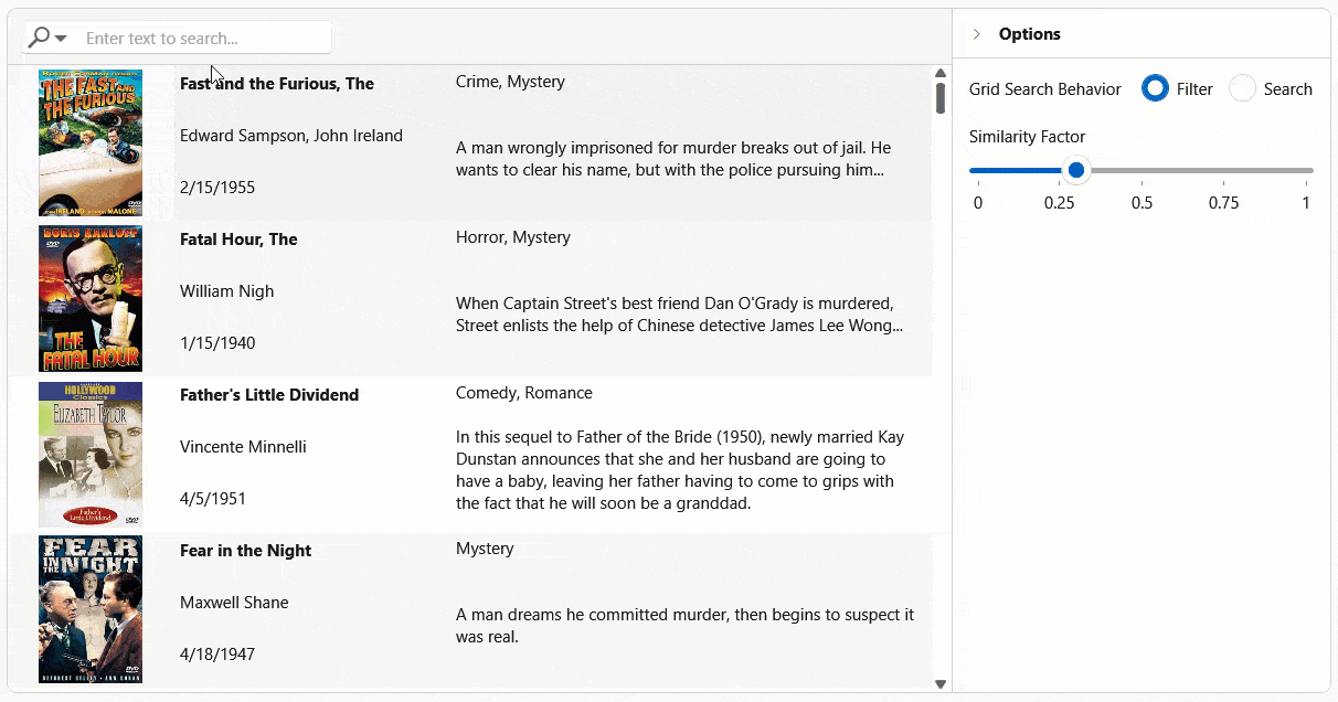 Semantic Search - WPF Data Grid, DevExpress