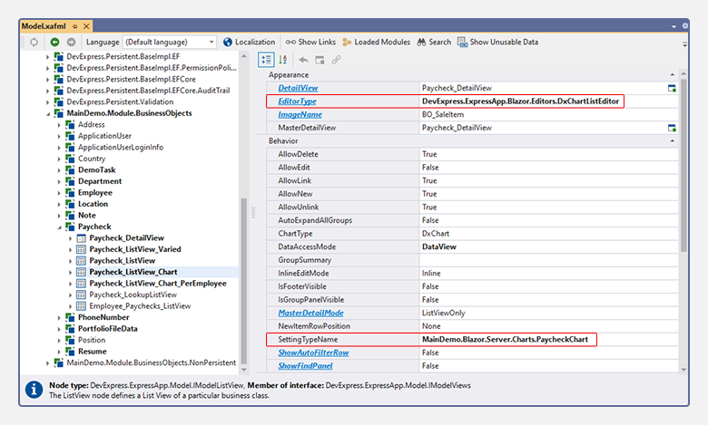 XAF ASP.NET Core Blazor Chart Editor, DevExpress