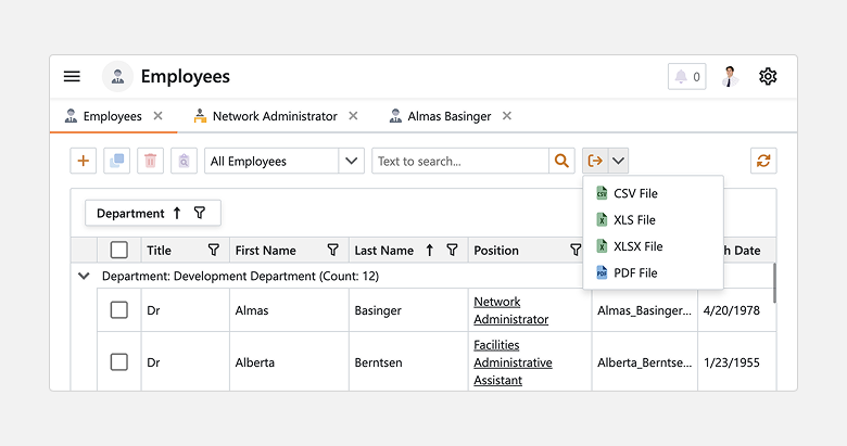 XAF ASP.NET Core Blazor DxGridListEditor PDF Export, DevExpress