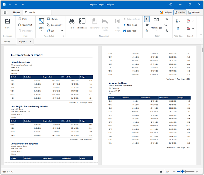 AI Wizard Report Preview, DevExpress