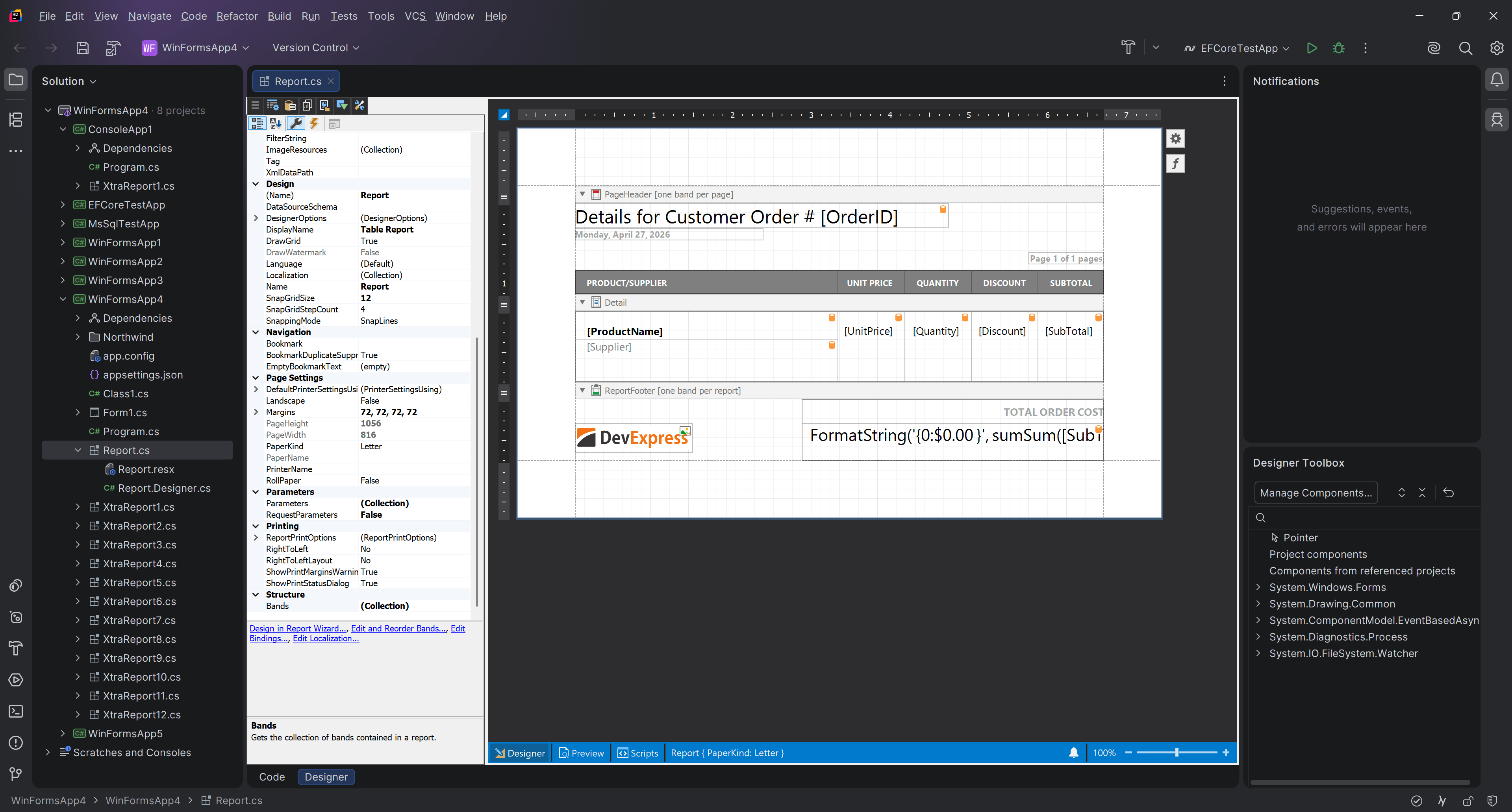 Report Designer in JetBrains Rider - DevExpress Reports
