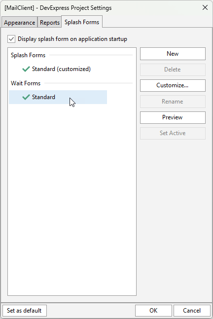 VCL Splash Form Manager - DevExpress Project Settings - VCL Components, DevExpress