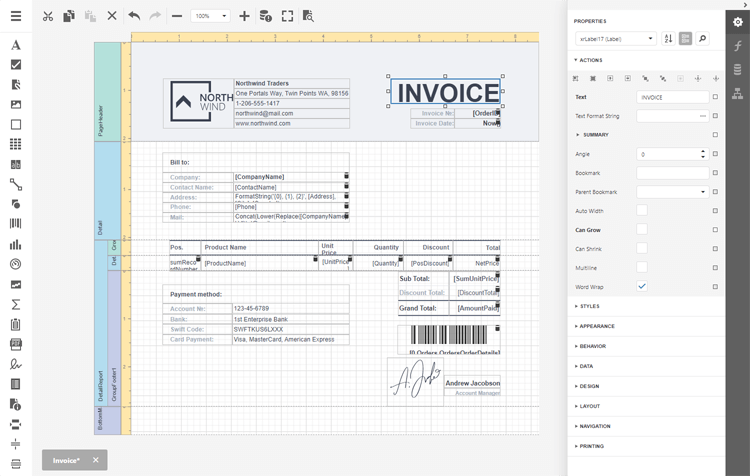 Integrated End-User Report Designer