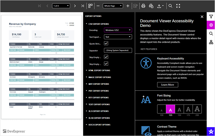 Web Reports - Accessibility, DevExpress